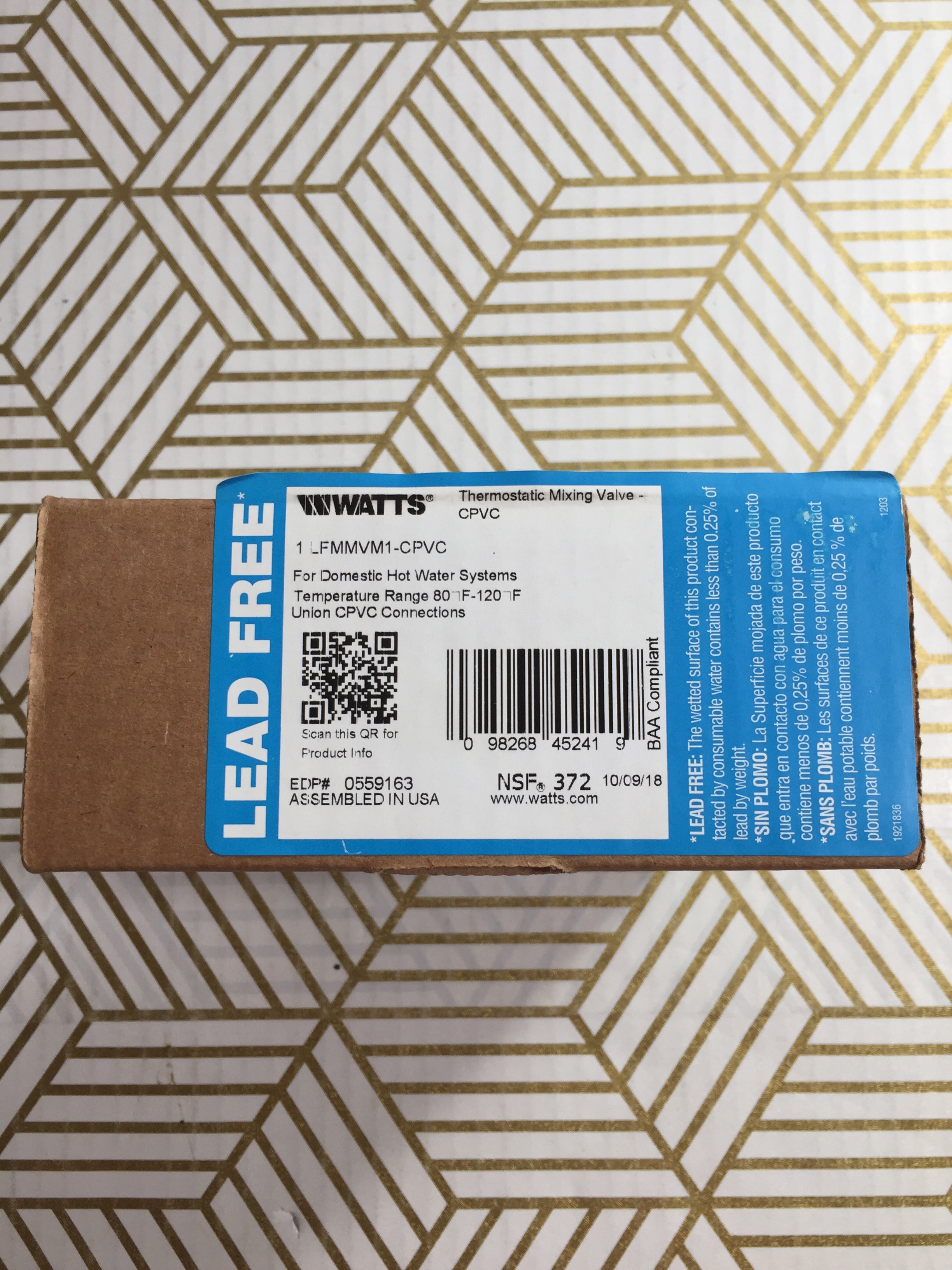 Watts Thermostatic Mixing Valve (LFMMVM1-CPVC) EDP# 0559163 (8063860441326)